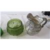 Image 3 : green glass vases + ceramic pitchers