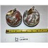 Image 1 : Pair Marbel & Brass Apple Paper Weights