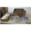 Image 1 : sask co-op creamery wooden crate, rolls of plastic, misc