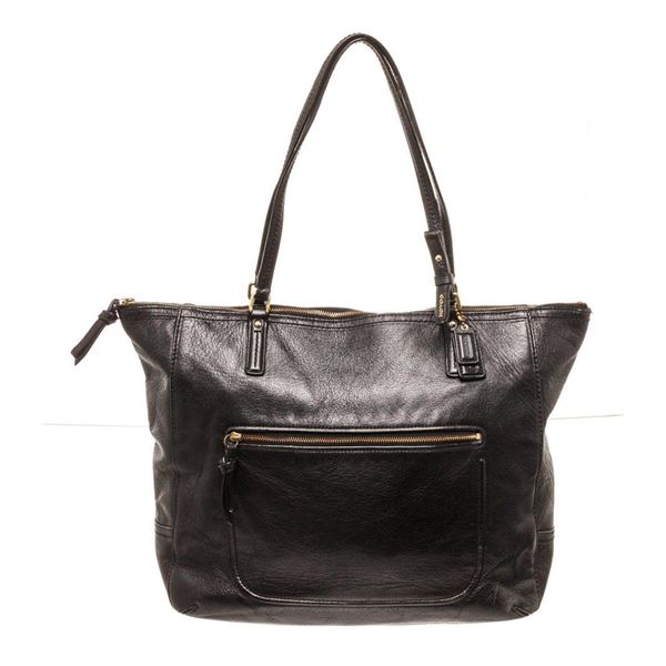 Coach Black Leather Tote Bag