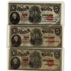 USA 1907 $5 FR-91, #K89610955/#H82855968 and #M37