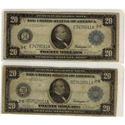 USA 1914 $20 FR-982 #E7478041A, FR-970  #E7478041