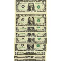 USA 1988 $1, Lot of 9 crisp UNC examples,