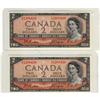 Image 1 : A consecutive 1954 $2 Devil's face pair.  BC-30b