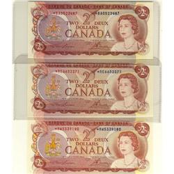 Lot of 3 different 1974 $2 "replacement" NOTES, *