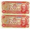 Image 1 : BC-51b 1975 $50. Lot of two consecutive notes.