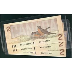 BC-55a, 1986 $2 #AUJ0208599, 0459811 & 1541822 UN