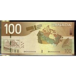 SOLID numbered note, BC-66a 1988 $100 #BKD4444444