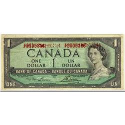 Error note, BC-37d 1954 $1 "Ink smears" in serial