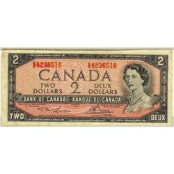 Error note, BC-38d 1954 $2 "Ink smears" in serial