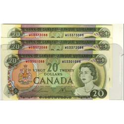 Error notes, BC-50b 1969 $20, lot of 3 notes one