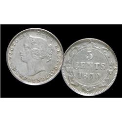 Nfld 1870 Obv.1  5¢ PCGS AU50, mostly brilliant.