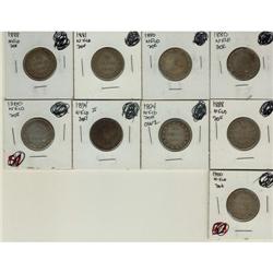 Lot of 20¢ NFLD coins.  Includes 9 coins, 1880(2)
