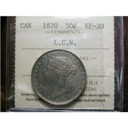1870 LCW  50¢ ICCS VF30.  An appealing lightly to