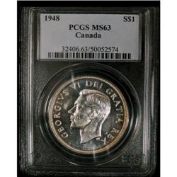 1948 $1 PCGS MS-63  Brilliant with full luster. T