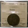 Image 1 : Nfld 1876H 1¢ ICCS MS-60, nice chocolate brown ex