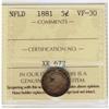 Image 1 : Nfld 1881 5¢ ICCS VF30.