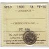 Image 1 : Nfld 1890 5¢ ICCS VF30.