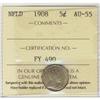 Image 1 : Nfld 1908 5¢ ICCS AU55.