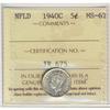 Image 1 : Nfld 1940c 5¢ ICCS MS62.  Brilliant.