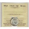 Image 1 : Nfld 1942c 10¢ ICCS MS63. Super eye appeal.