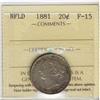 Image 1 : Nfld 1881 20¢ ICCS F15.