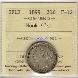 Nfld 1899 20¢ Hook 9's ICCS F12.
