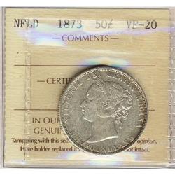 Nfld 1873 50¢ ICCS VF20.