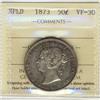 Image 1 : Nfld 1873 50¢ ICCS VF30.