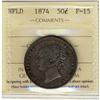 Image 1 : Nfld 1874 50¢ ICCS F15.