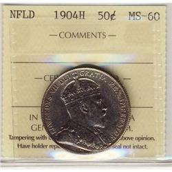 Nfld 1904H 50¢ ICCS MS60.  Nice tone and lustre.