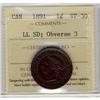 Image 1 : 1891 1¢ LL SD Obv 3 ICCS VF30.
