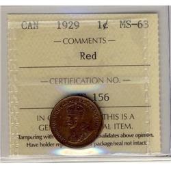 1929 1¢ ICCS MS-63 RED