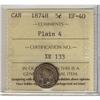 Image 1 : 1874H 5¢ ICCS Pln 4 ICCS EF40.