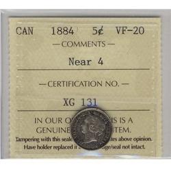 1884 5 ¢ Near 4  ICCS VF-20