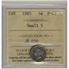 1885  5 ¢ Small 5 ICCS  F-15,