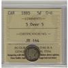 Image 1 : 1885  5¢ 5 over 5 ICCS G-6