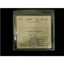 1889 5¢ ICCS EF45, white with lots of lustre