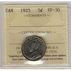 1925 5¢ ICCS VF30.