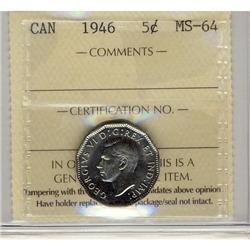 1946 5¢ ICCS MS64.