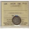 Image 1 : 1872H 10¢ ICCS F15,