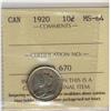 Image 1 : 1920 10¢ ICCS MS64