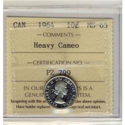 1964 10¢  Heavy Cameo ICCS MS65