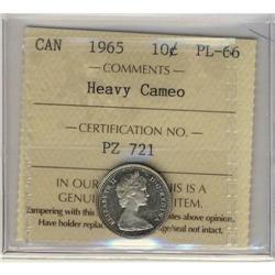 1965 10¢ ICCS PL66 Heavy Cameo.  Full white examp