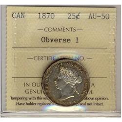 1870 25¢, Obv1  ICCS AU50