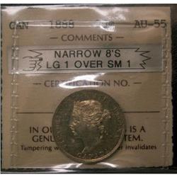 1888 "Narrow" 8's 25¢ ICCS AU-55  Brilliant with