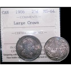 ONE OF THE FINEST KNOWN!  1906 "Large crown" 25¢