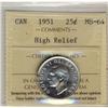 Image 1 : 1951 25¢ HR ICCS MS64.