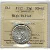 Image 1 : 1952 25¢ HR ICCS MS64