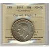 Image 1 : 1947 50¢ Curved Right 7 ICCS MS60.